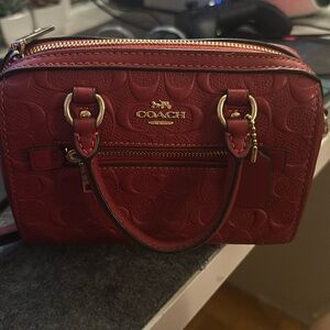 COACH ROWAN SATCHEL RED LEATHER
